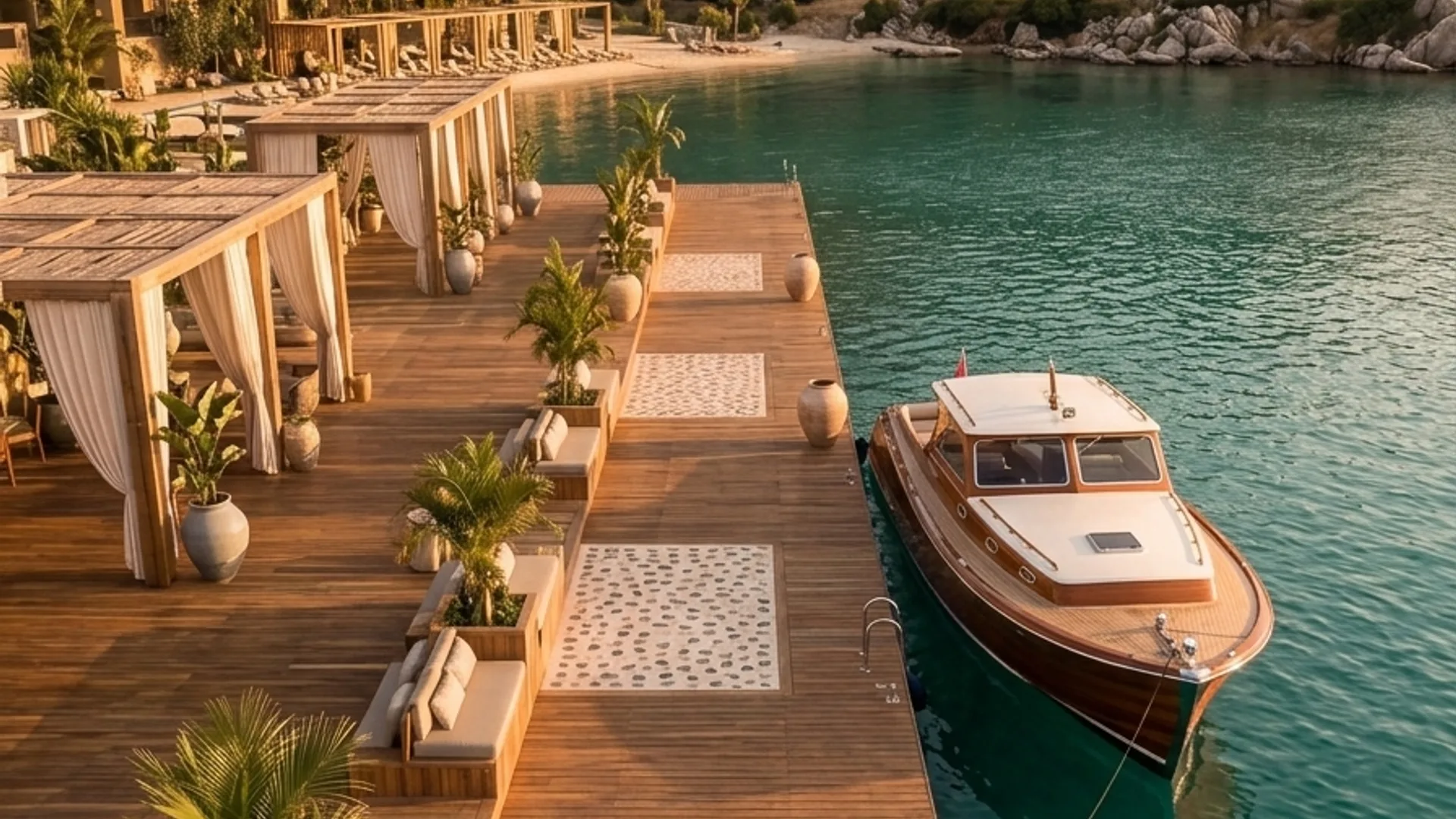 Pier and boats in the cove